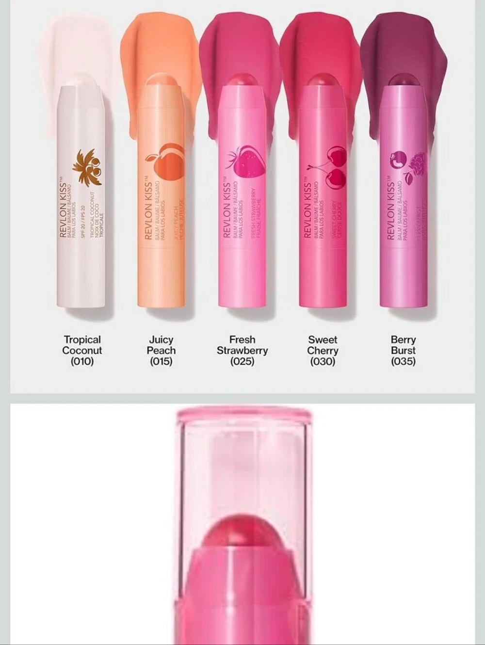 Revlon Kiss Balm Stick - Cherry Splash Pink Sun Protection Lip Balm Spf 20